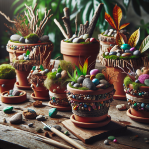 Ideas para decorar tus maceteros con elementos naturales y sostenibles.